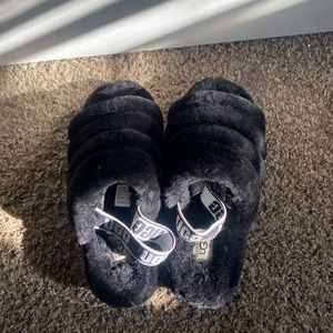 UGG fuzzy slipper slides